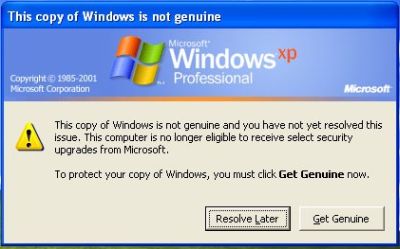 Windows Genuine Advantage Notifications