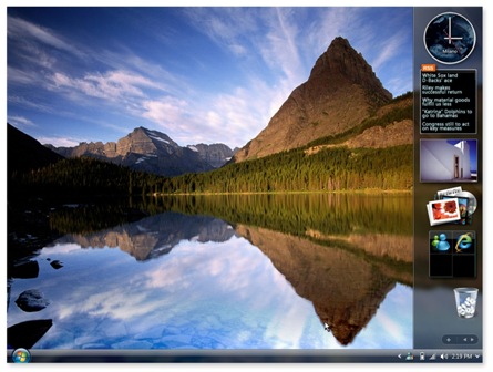 Windows Vista desktop with Windows Sidebar and some Sidebar gadgets.