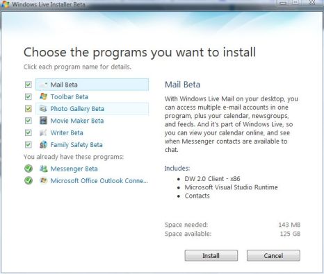 Windows Live Installer Beta Wave 3