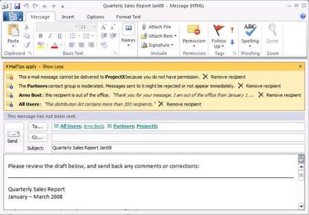 Office Outlook 2010 MailTips