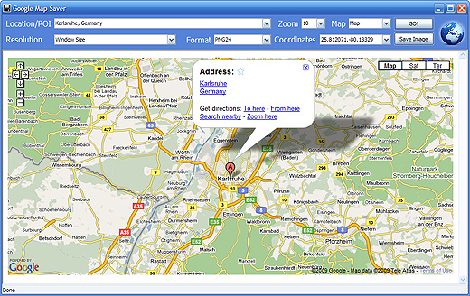 Google Map Saver is freeware and is easy to use.