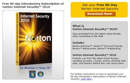 Norton Internet Security 2010 Free 90 days