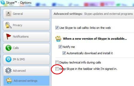 Hide and Remove Skype from Taskbar